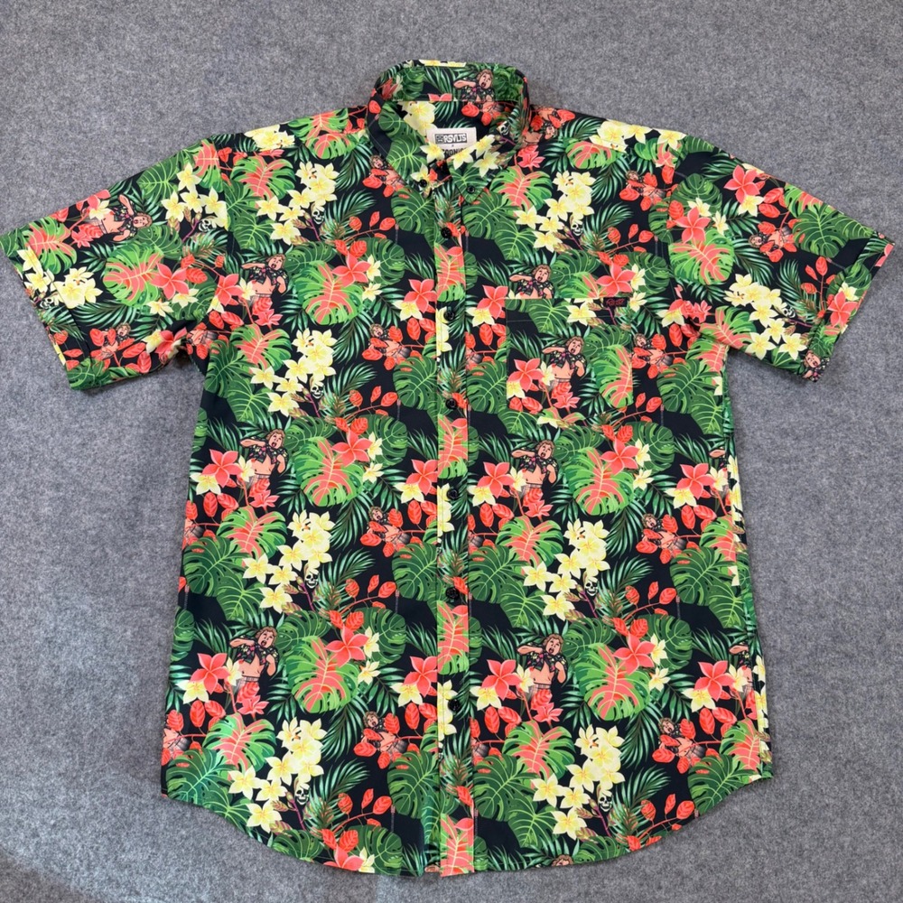 RSVLTS The Goonies Truffle Shuffle KUNUFLEX Floral Shirt Mens Large Short Sleeve